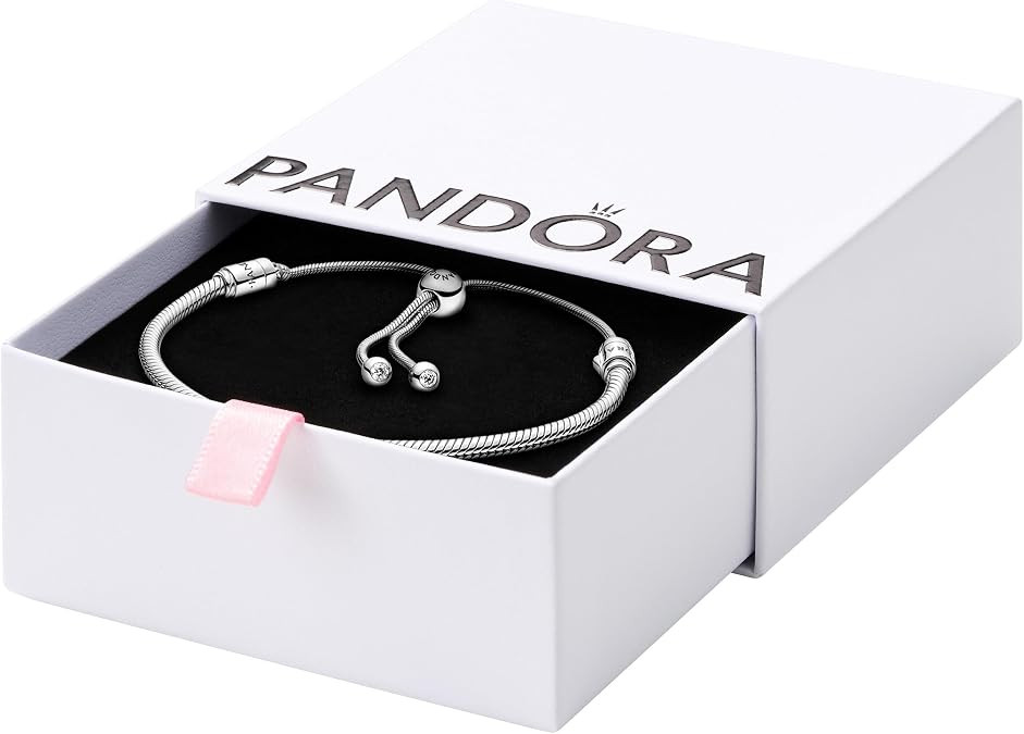 PANDORA Moments Snake Chain Slider Bracelet - Charm Bracelet for Women - Sterling Silver with Cle... | Amazon (US)
