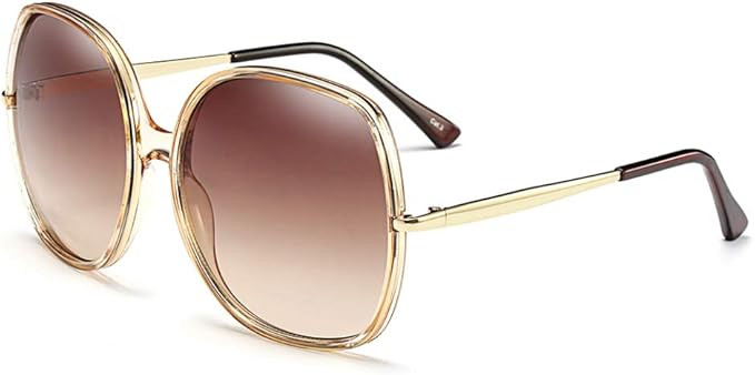 Freckles Mark 70s Super Oversize Square Sunglasses for Women Vintage Rectangular Plastic Frame | Amazon (US)
