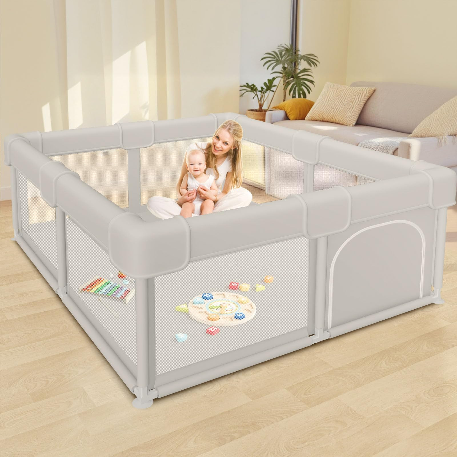 Baby Playpen Baby Playard, Play Pen for Babies and Toddlers with Gate, 50x50 Fence, Sturdy Safety... | Amazon (US)