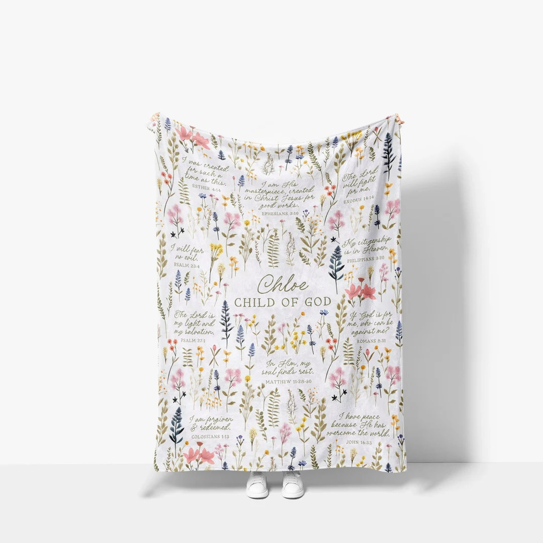 Christian Gift Blanket for Women and Girls, Bible Verse Affirmations, Personalized Name Child of ... | Etsy (US)