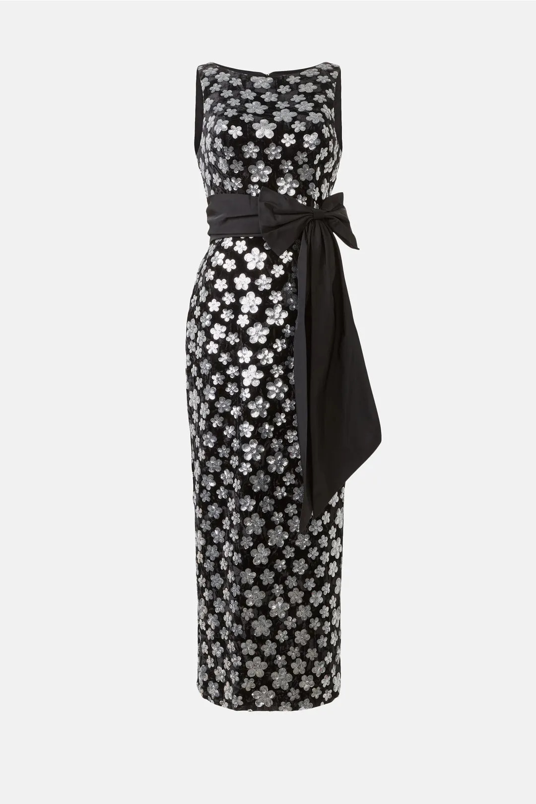 Ieena for Mac Duggal Velvet Sequin Column Ankle Dress With Bow | Rent the Runway