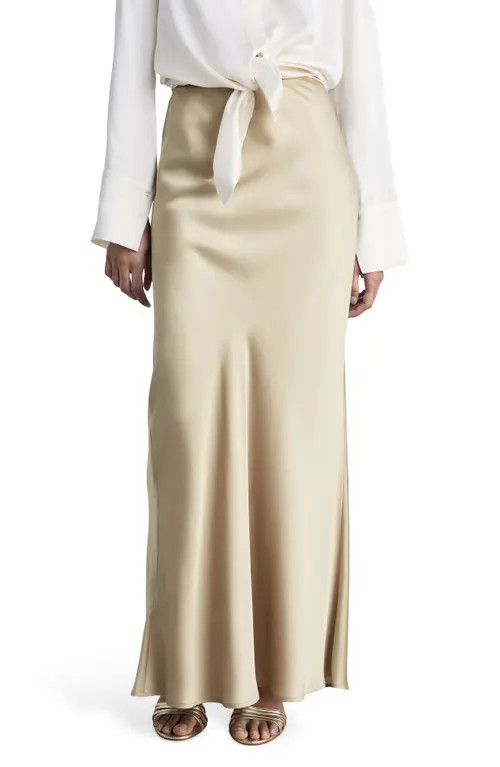 MANGO Satin Maxi Skirt in Gold at Nordstrom, Size Medium | Nordstrom
