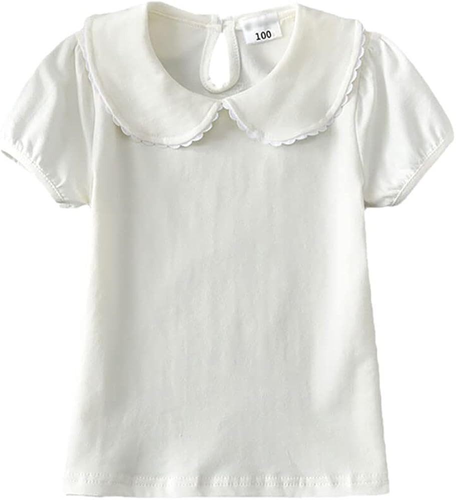 Toddler Girls Short Sleeve Solid Color Basic Shirt Baby Kids Summer Doll Collar T-Shirt Tops Blou... | Amazon (US)
