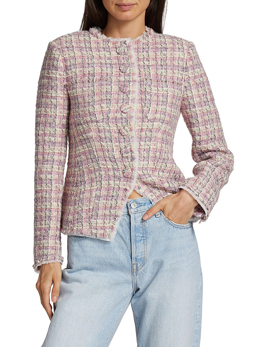 Loveshackfancy Women's Fraser Fringe Tweed Jacket - Pink Party - Size 0 | Saks Fifth Avenue OFF 5TH