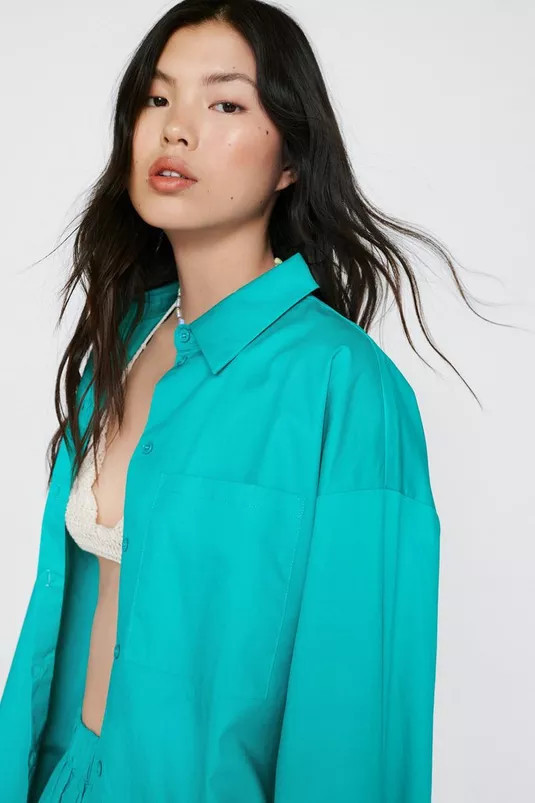 Poplin Oversized Button Down Shirt | Nasty Gal (US)