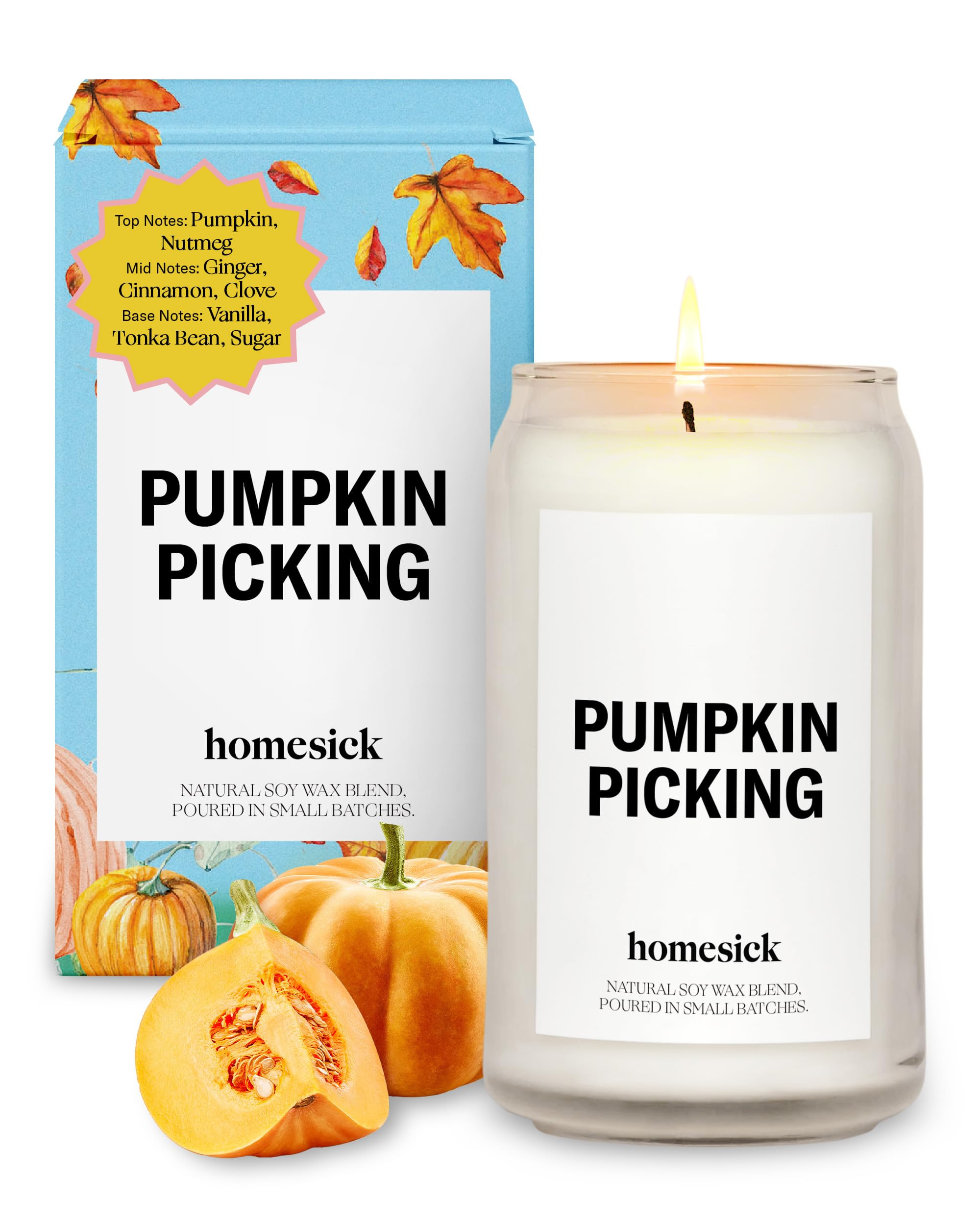 Homesick Scented Candles for Home (Pumpkin Picking) - 13.75 oz Natural Long-Lasting Soy Wax Blend... | Amazon (US)