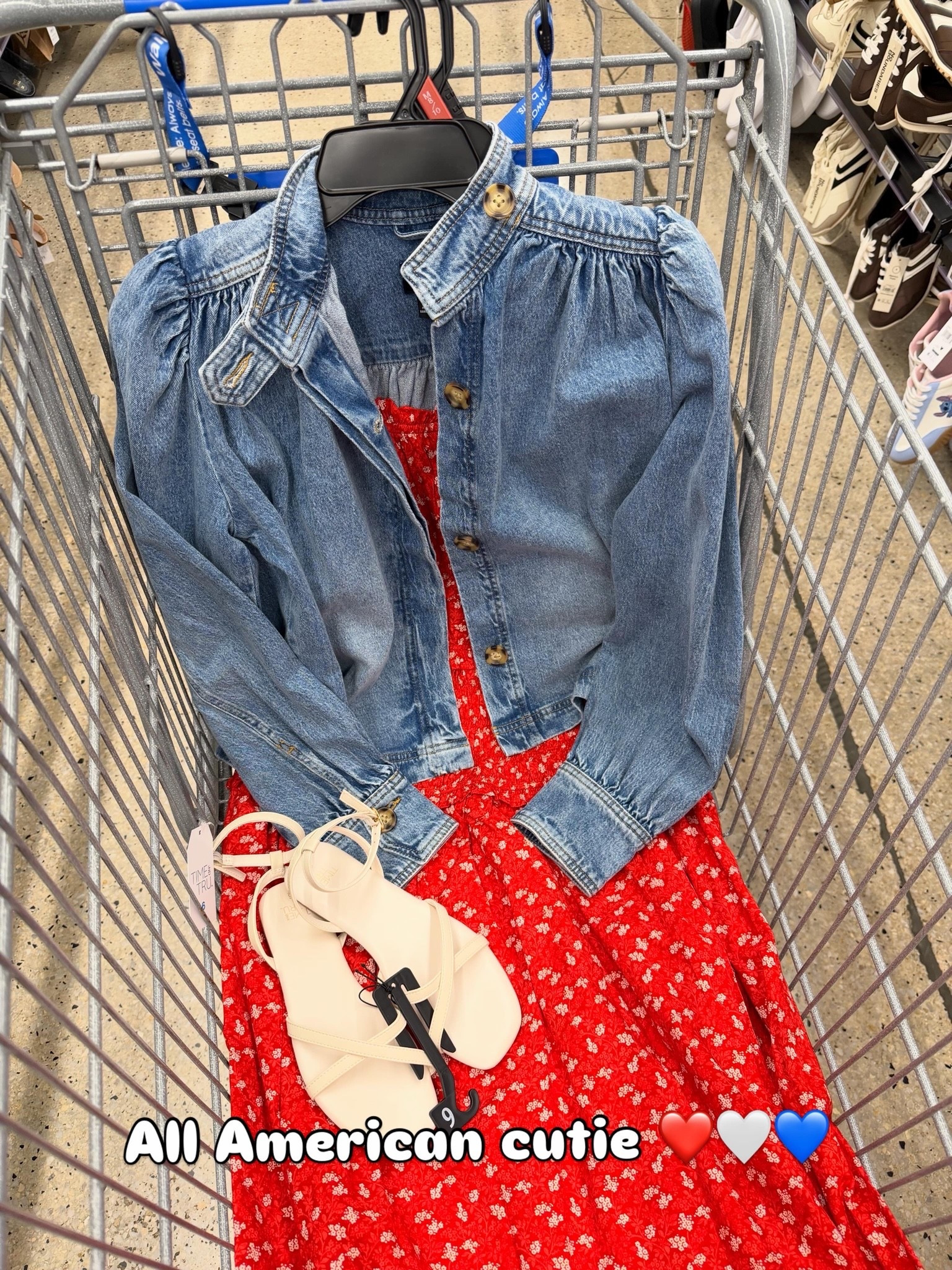 Summer outfit idea with smocked dress and denim jacket, both fit true to size, no need to size up in this jacket. #walmartfashion

#LTKOver40