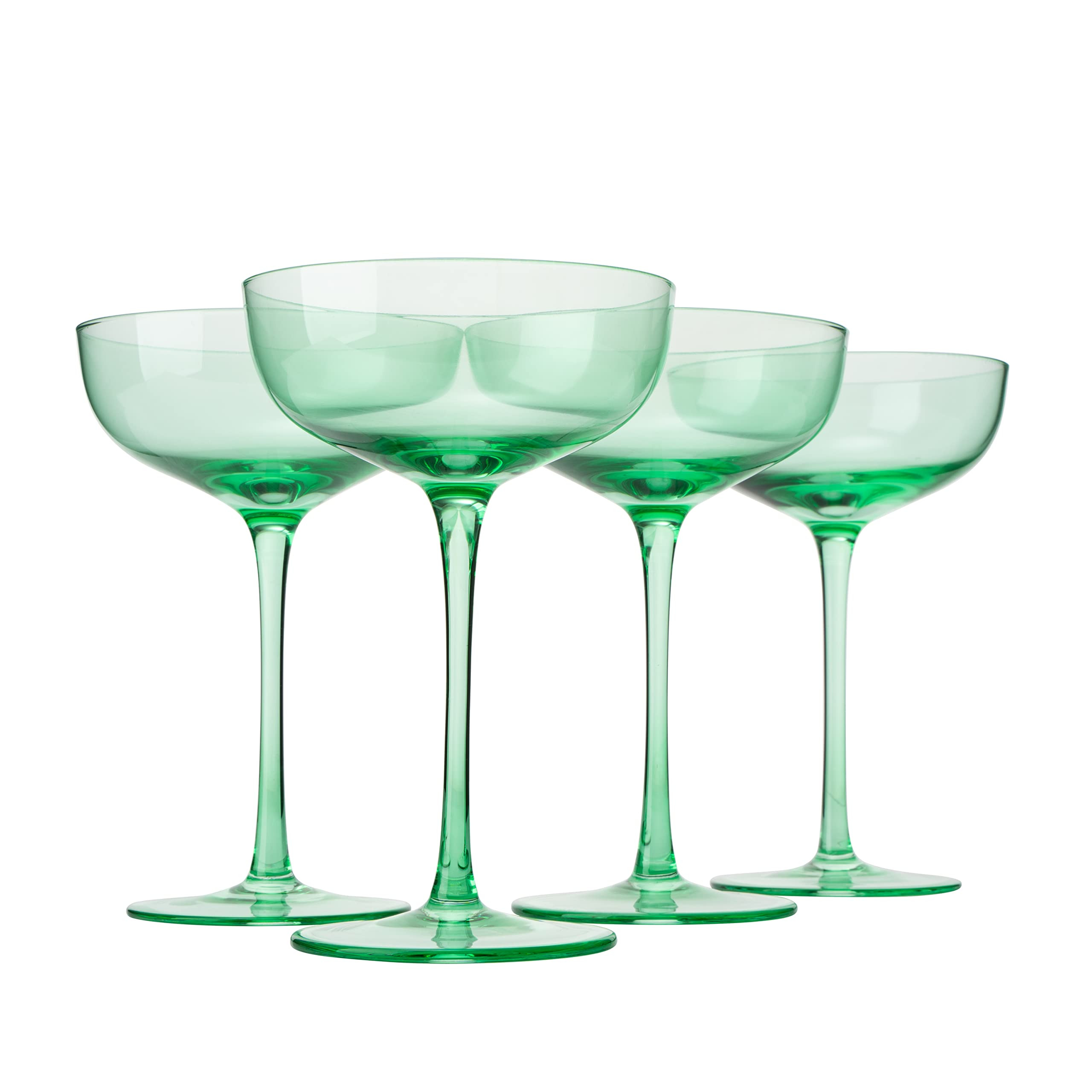Green Colored Martini, Champagne and Cocktail Coupe Glass | 7oz | Set of 4 Colorful Valentine's D... | Amazon (US)