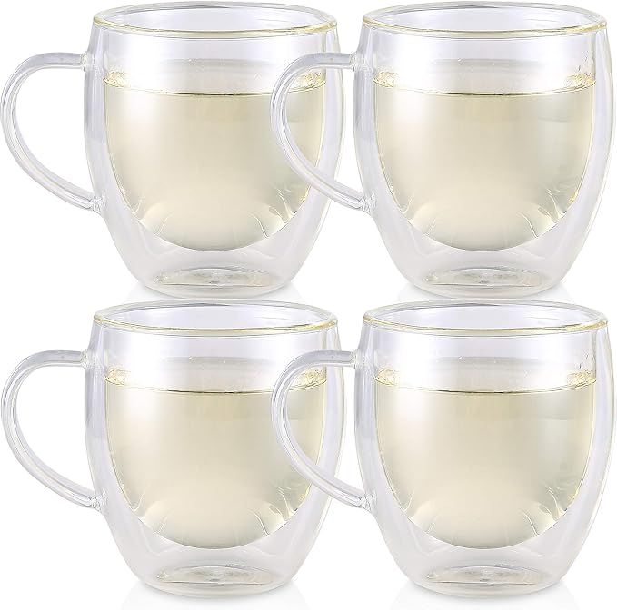 Teabloom Double Walled Cups – Set of 4 Insulated Glass Cups for Tea, Coffee, Espresso, and More... | Amazon (US)