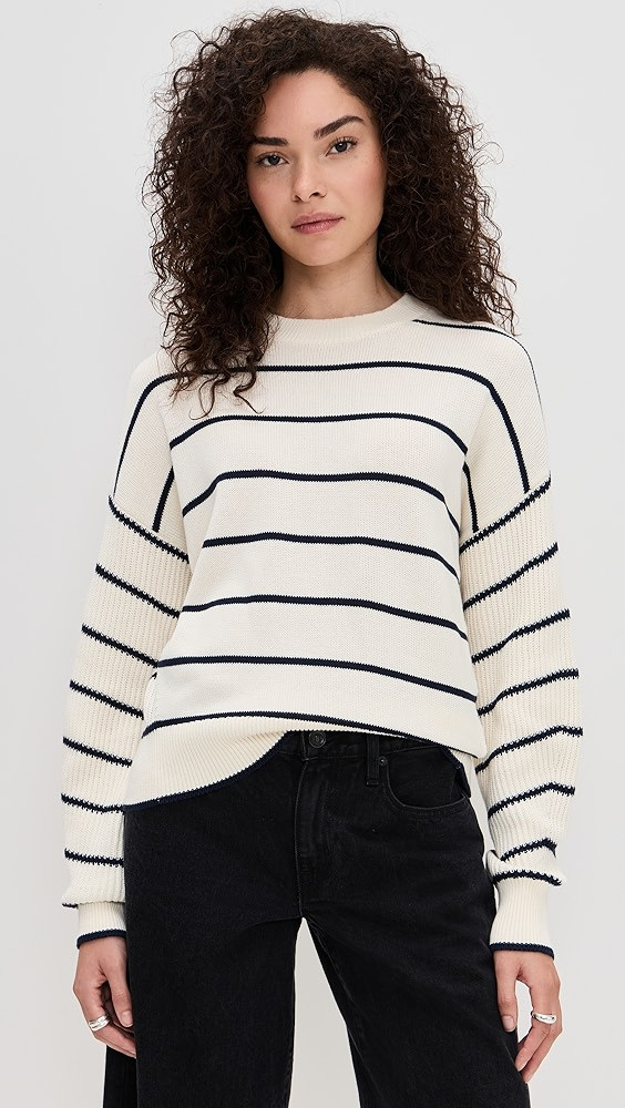Striped Ribbed-Sleeve Sweater | Shopbop