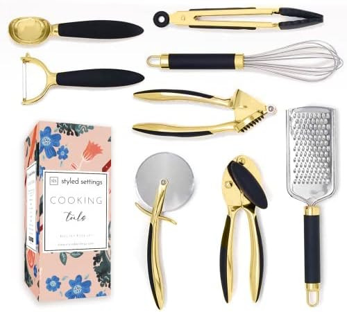 Gold and Pink Kitchen Gadgets Set - Luxe 8PC Gold and Pink Kitchen Utensils - Pair with Pink Cook... | Amazon (US)