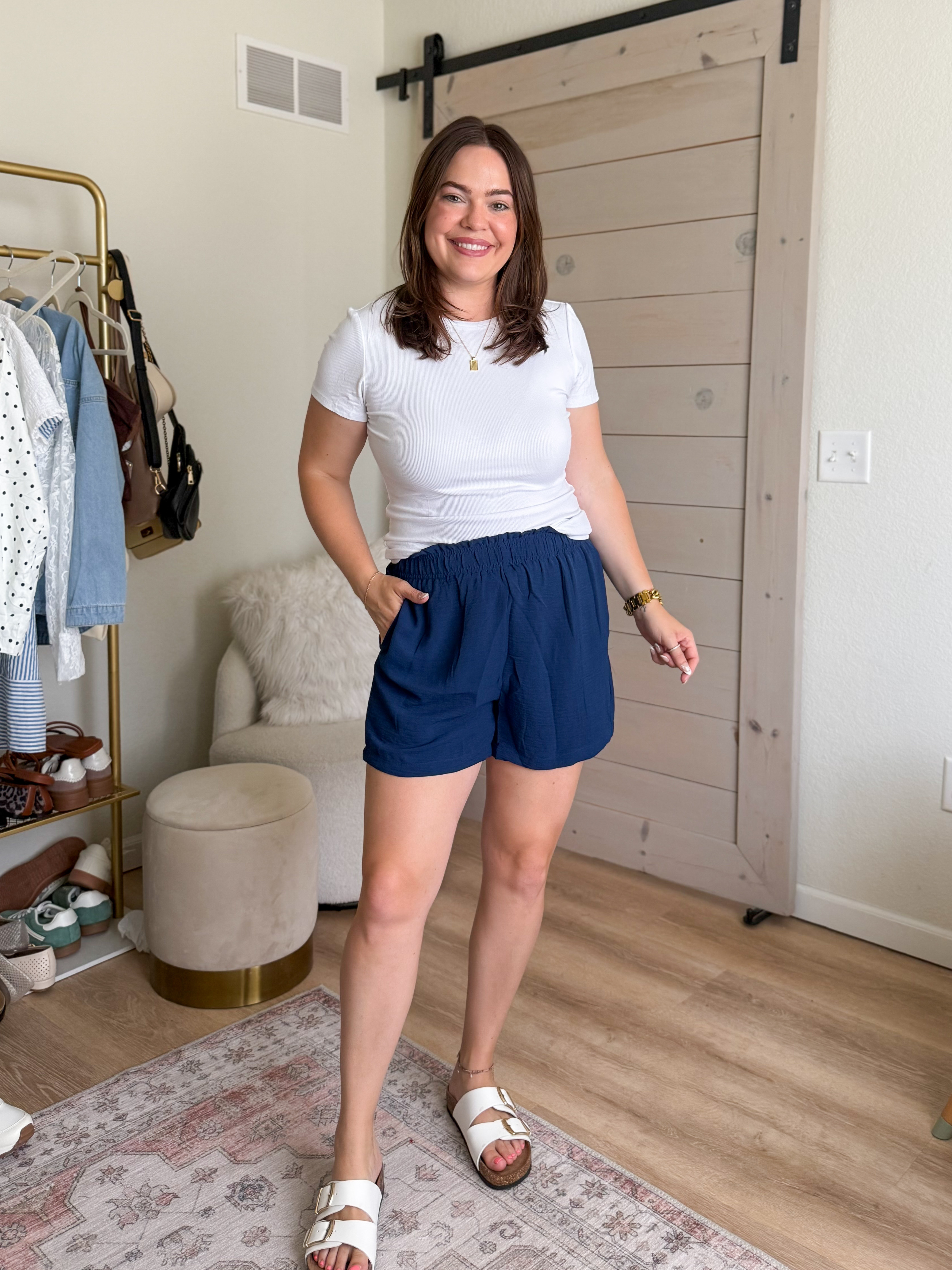 These chic shorts are perfect for beach days or casual outings. Pair with a basic tee for a stylish look! Wearing size large in both #summerstyle #amazonfinds
 

 #LTKootd #LTKSeasonal #LTKMidsize