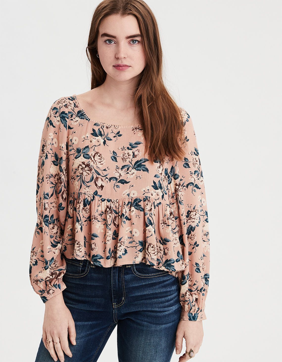 AE Stitched Square Neck Blouse | American Eagle Outfitters (US & CA)
