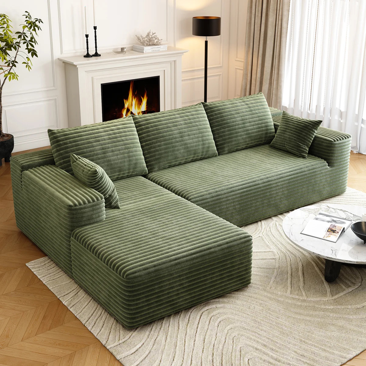 95" Sectional Couches for Living Room Cloud Couch Sofa with L-Shape Upholstered Boneless Couchs M... | Wayfair North America