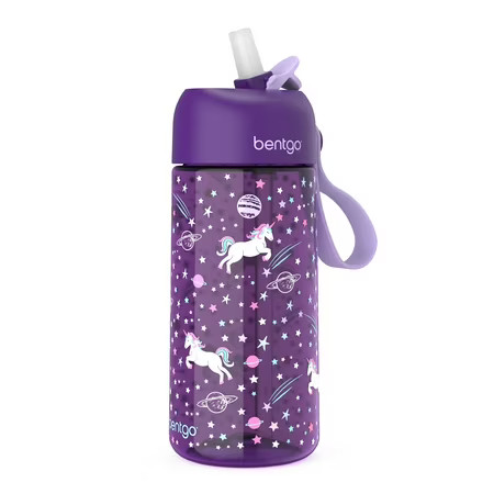 Bentgo® Kids Water Bottle - New & Improved 2023 Leak-Proof, BPA-Free 15 oz. Cup for Toddlers & Children - Flip-Up Safe-Sip Straw for School, Sports, Daycare, Camp & More (Unicorn) | Walmart (US)