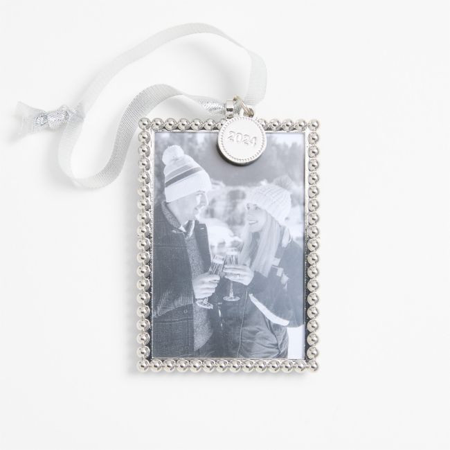 Silver Dot 2024 Frame Christmas Ornament | Crate & Barrel