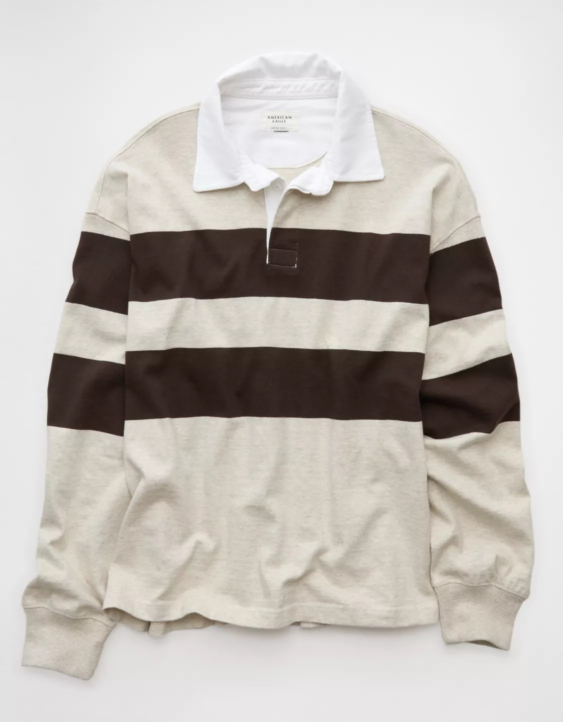 AE Long Sleeve Boxy Rugby Polo Shirt | American Eagle Outfitters (US & CA)