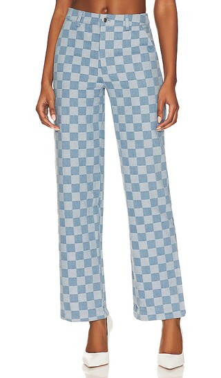 Jules Checkered Jean in Blue | Revolve Clothing (Global)