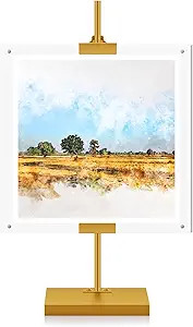 Adjustable Metal Easel Stand with Acrylic Floating Photo Frame 16.5" Tabletop Frame Stand for Dis... | Amazon (US)