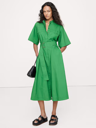 Cotton Poplin Utility Shirt Dress | Banana Republic (US)