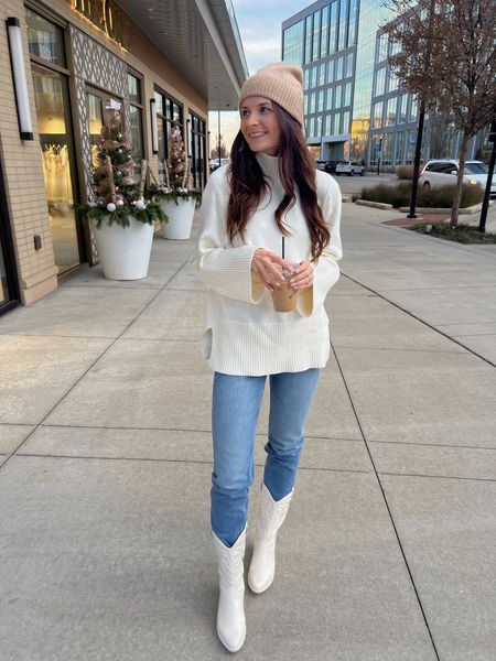 I sized up to a medium in the sweater for a more oversized fit 
Jeans tts, love this fit & style! 
Boots tts & they’re super comfy! 
#walmartpartner #walmartfashion

#LTKunder50 #LTKHoliday