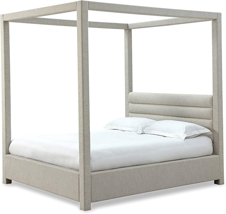 MODUS FURNITURE Rockford Upholstered Canopy Bed in Turtle Dove Linen, Queen (5/0) | Amazon (US)