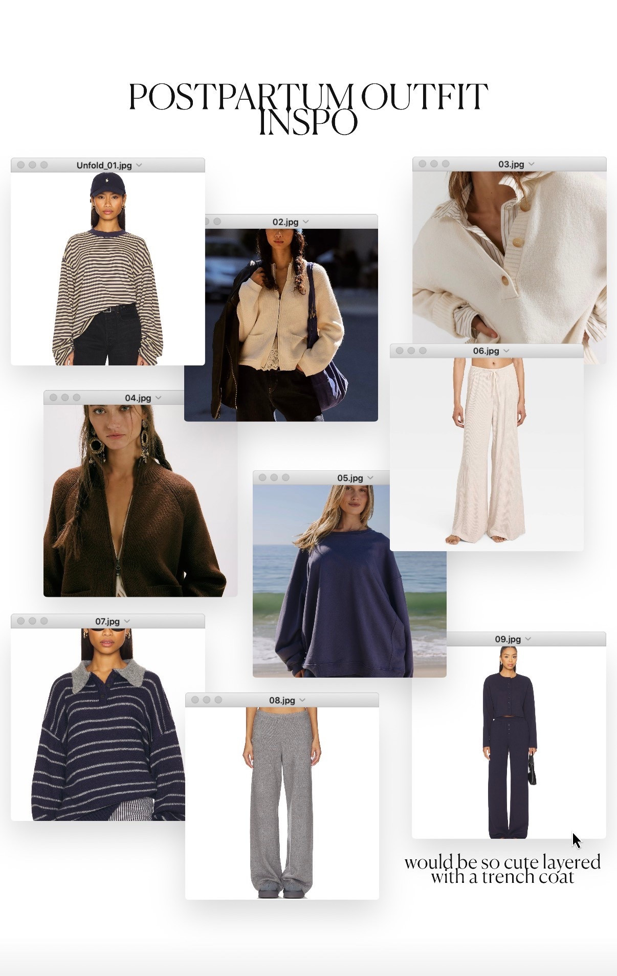 Postpartum favorites as a first time mom - oversized tees, sweaters,
drawstring or comfy pants paired with a tee/sweater