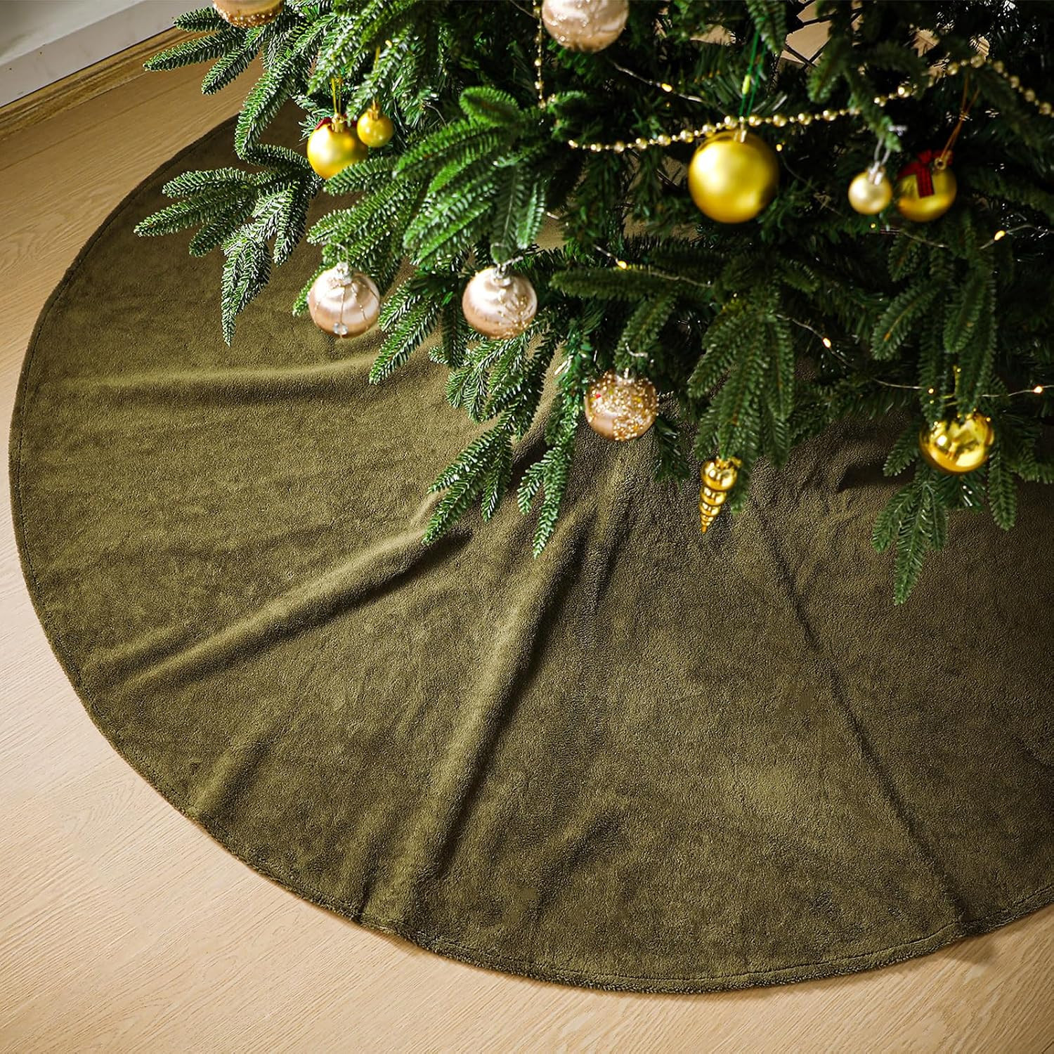 Viorawhite Moss Green Christmas Tree Skirt, 60 Inch Large Faux Fur | Amazon (US)