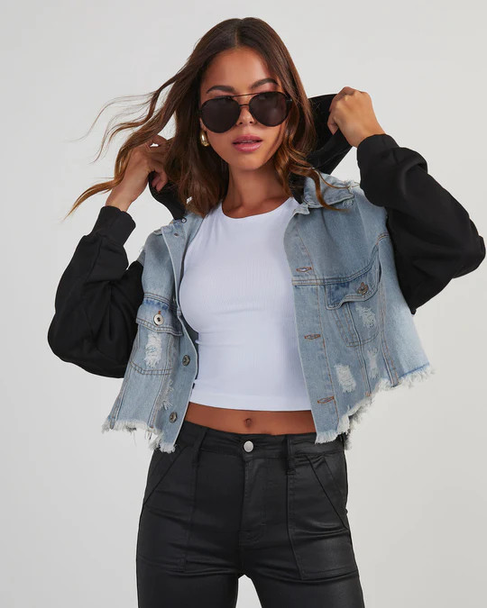 Maxed Out Denim Contrast Hooded Jacket | VICI