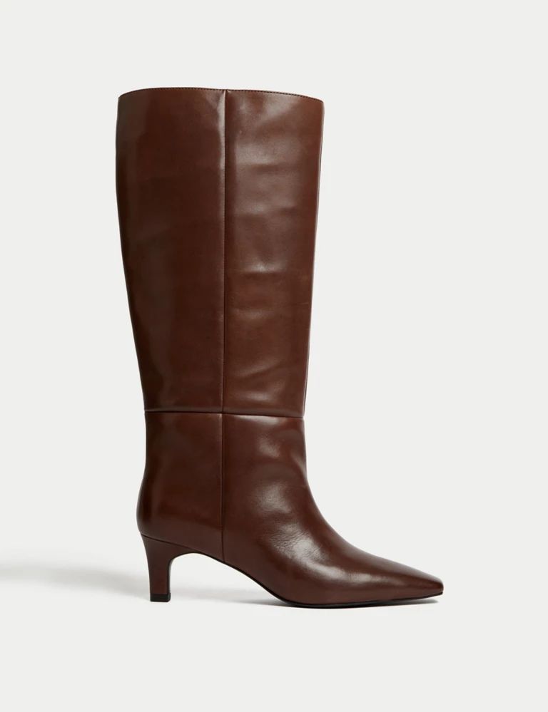 Leather Kitten Heel Knee High Boots | Marks & Spencer (UK)