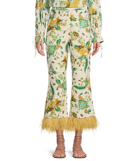 x The Nat Note Larkin Paisley Print Feathered Relaxed Cropped Linen Pants | Dillard's