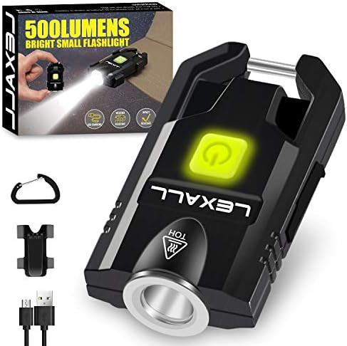 LED Small Flashlight, 500Lumens Bright Mini Keychain Light, Portable USB Rechargeable Pocket Lights  | Amazon (US)