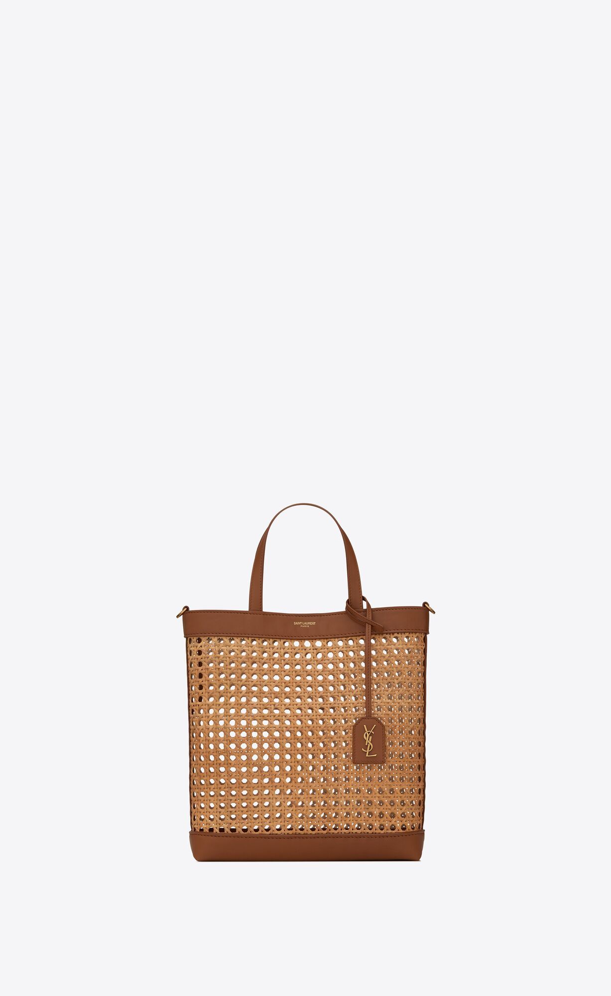 saint laurent n/s toy shopping bag in woven cane and leather | Saint Laurent Inc. (Global)