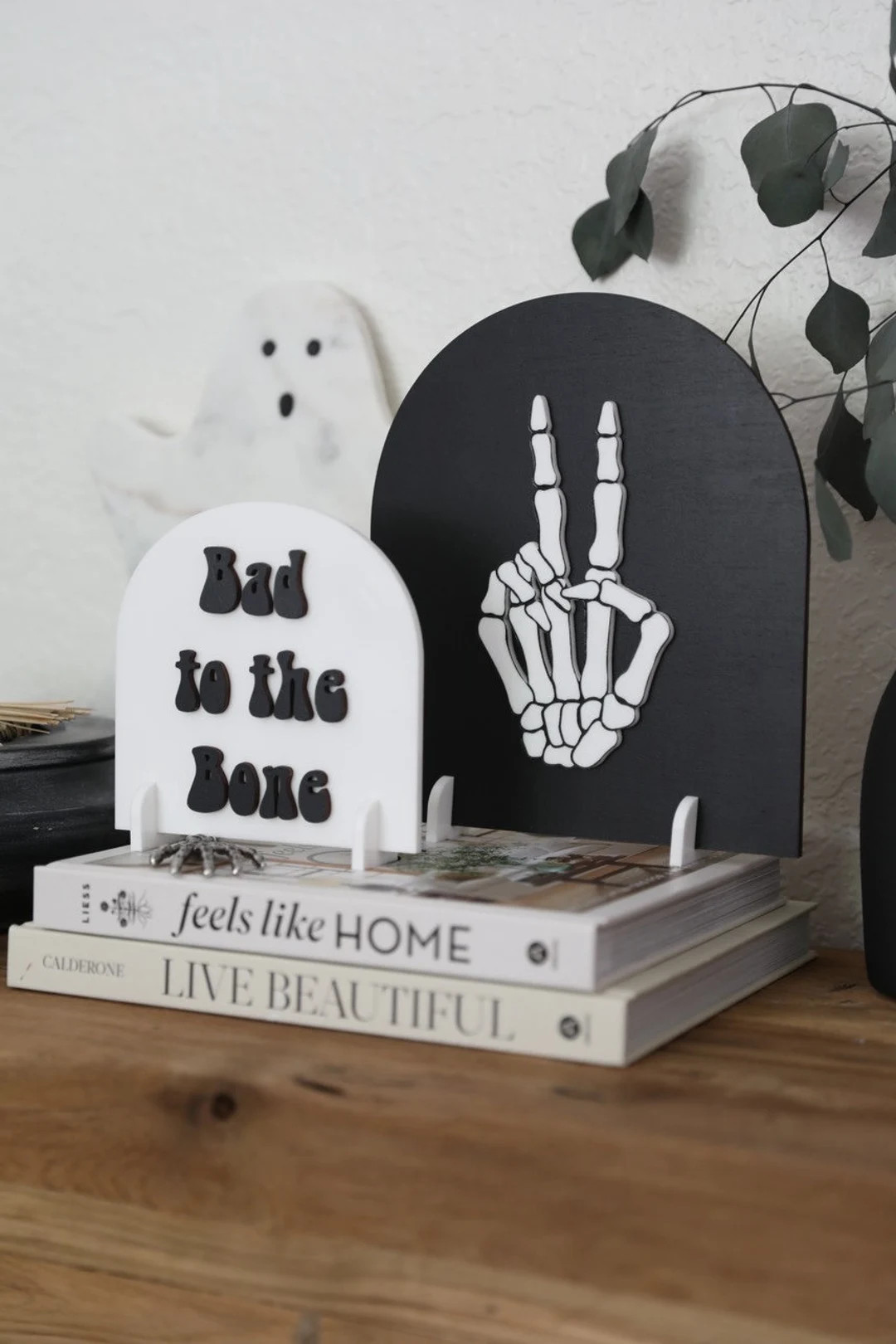 Halloween Decor | Halloween Shelf Decor | Bad to the Bone | Etsy (US)