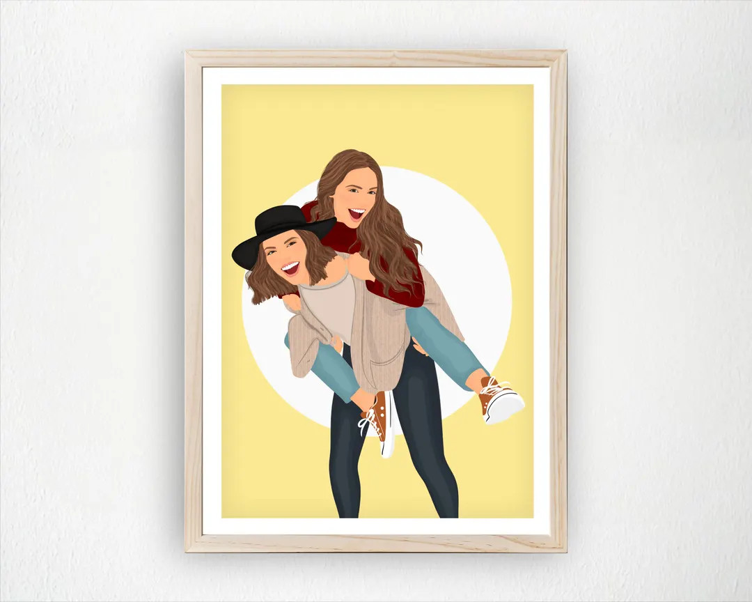 Custom Best Friends Portrait, Personalized Illustration From Photo, Funny Gift for Her, Friendshi... | Etsy (US)