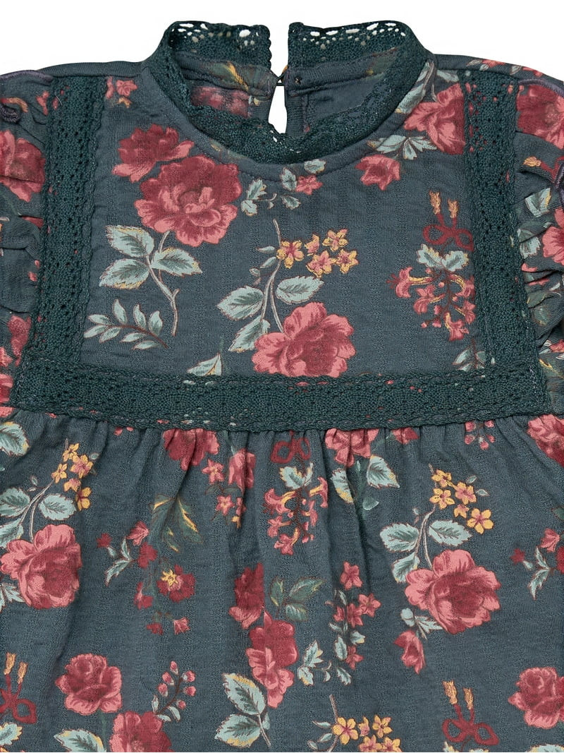 Modern Moments by Gerber Toddler Girl Ruffled Dress with Crochet Lace Detail, Sizes 12M-5T | Walmart (US)