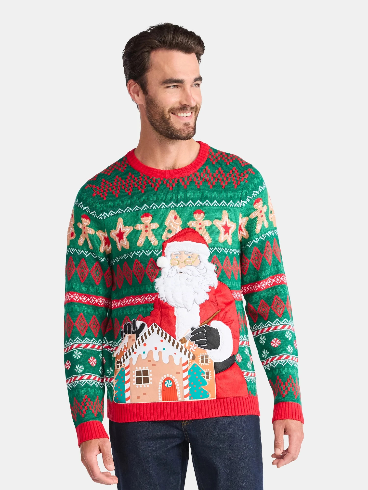 Men's Christmas Sweater Ugly Christmas Sweater with Drink Pocket from Holiday Time, Sizes XS-3XL | Walmart (US)