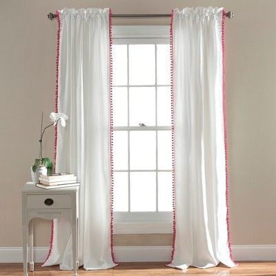 50"x84" Pom Pom Window Curtain Pink - Lush Decor | Target