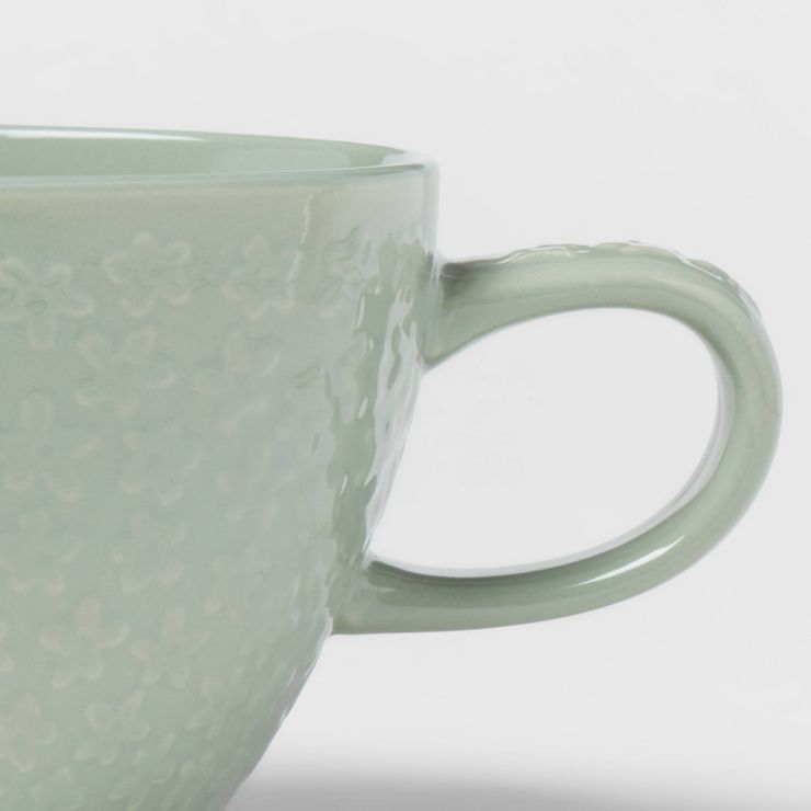 19oz 'In-Mold Floral Pattern' Latte Mug Green Mirage - Threshold™ | Target