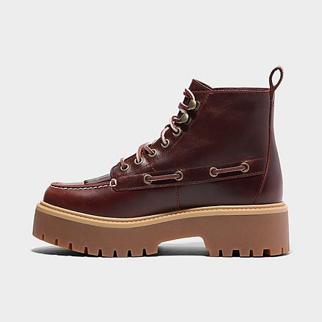 Timberland Women's Womens Stone Street Platform Kiltie Boots in Burgundy Full Grain Size: 9.5 | Finish Line (US)