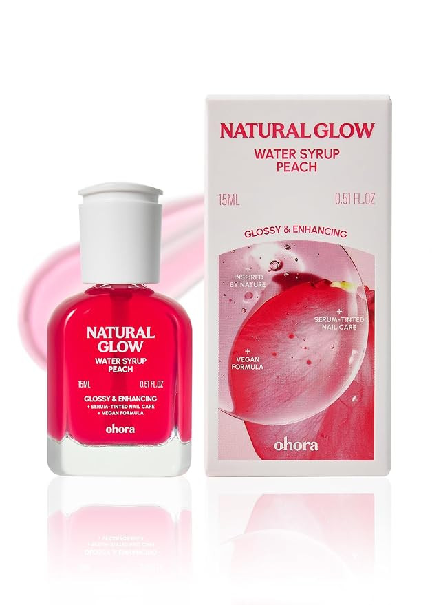 ohora Natural Glow Water Syrup Nail Strengthener (Peach) - Tinted Nail Hardener for Brittle, Dama... | Amazon (US)