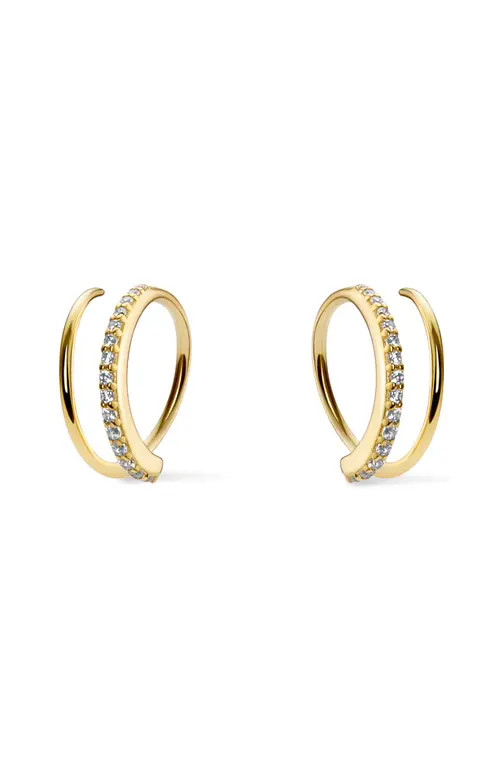 Ana Luisa Double Hoop Earrings - Harley Pave in Pave Gold at Nordstrom, Size Small | Nordstrom