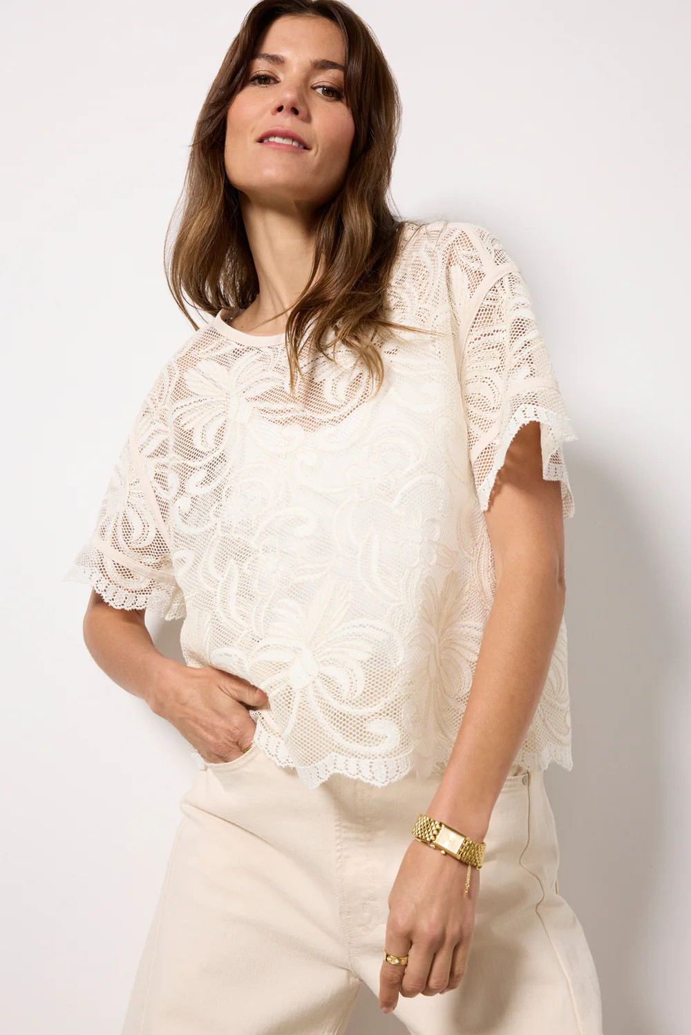 Lily Lace Dolman Sleeve Tee | Evereve