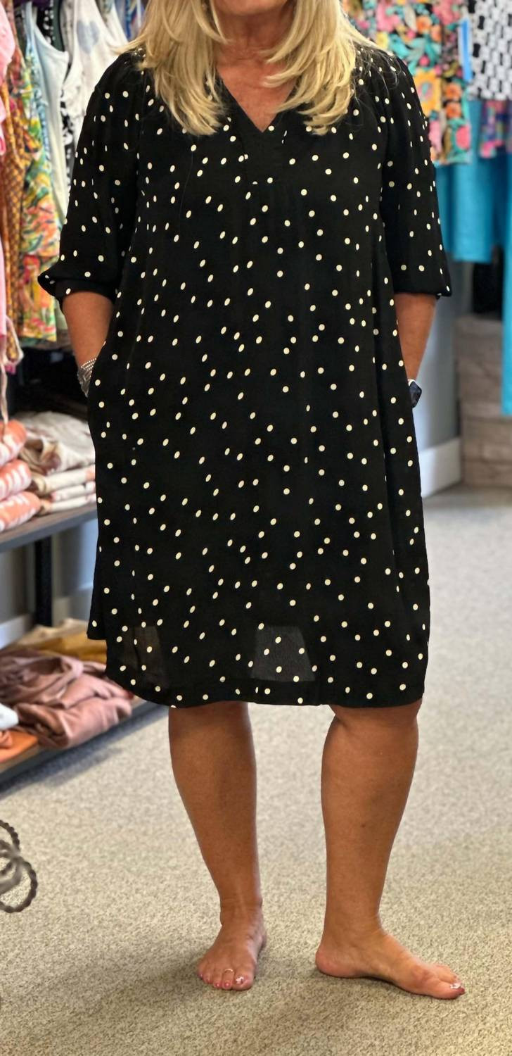 Polka Dot Dress In Black | Shop Simon