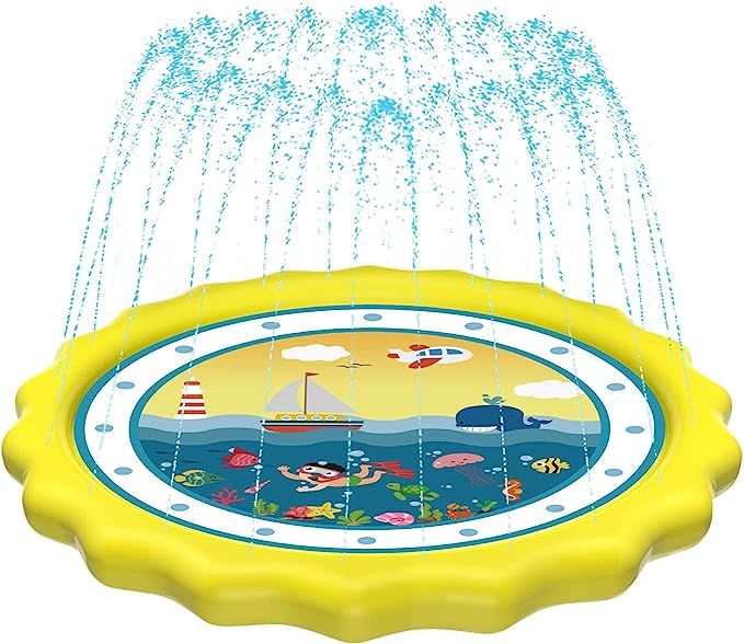 HITOP Kids Sprinklers for Outside, Splash Pad for Toddlers & Baby Pool 3-in-1 60" Water Toys Gift... | Amazon (US)