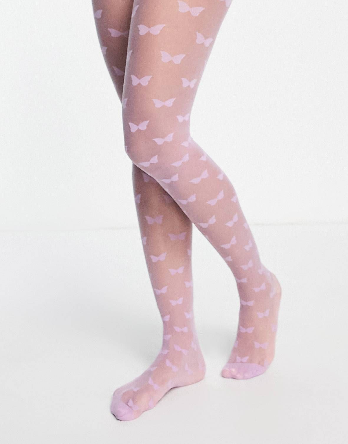 Skinnydip sheer lilac tights with butterfly print | ASOS (Global)