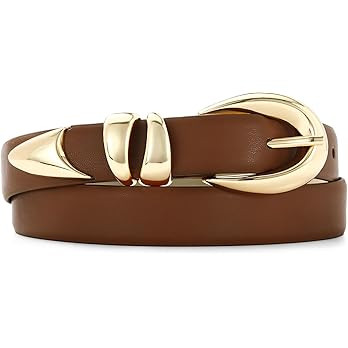 Black Leather Belt for Women Stylish Design with Gold Buckle Ladies Black Belt Perfect for Jeans ... | Amazon (US)