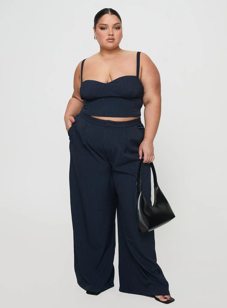 Briana Set Navy Pinstripe Curve | Princess Polly US