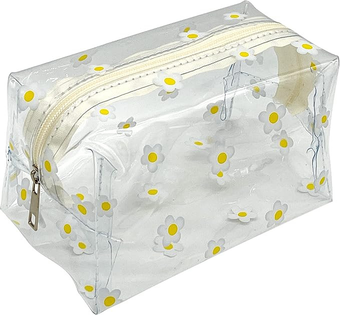 Cute Makeup Bag - Transparent, Waterproof, Large Capacity Toiletries Storage - Daisy | Amazon (US)