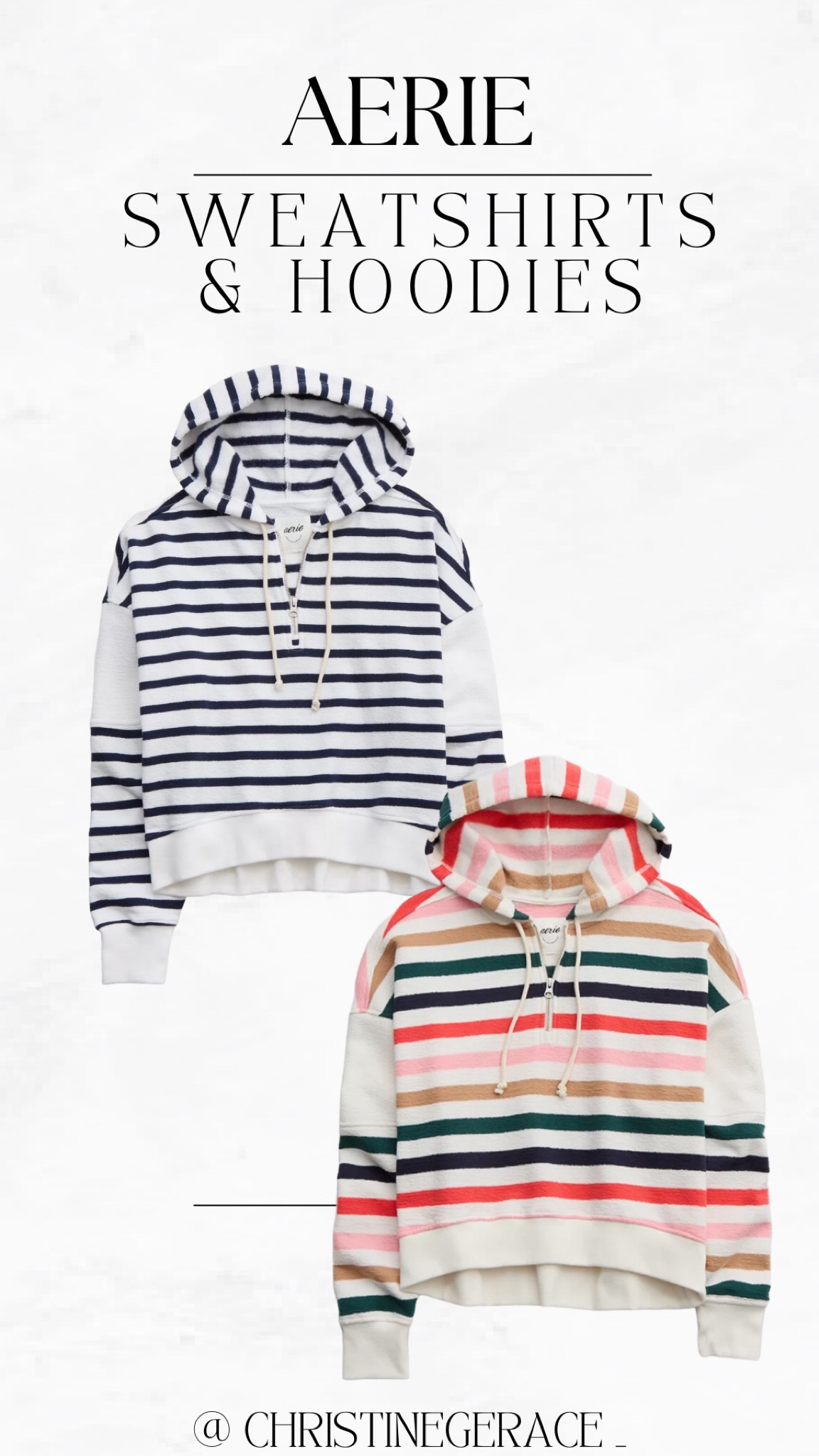 Aerie sweatshirts & hoodies 30% off ! Loving the stripes on these pieces 🤍

Aerie, hoodie 
@christinegerace_

#LTKtravel #LTKfindsunder50 #LTKSpringSale